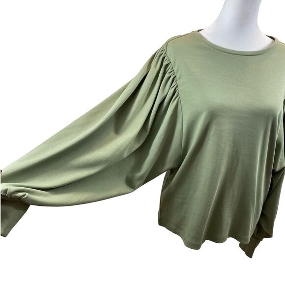 New With Tags‎ Banana Republic Sage Green Ballon Sleeve Blouse Medium - Picture 6 of 11